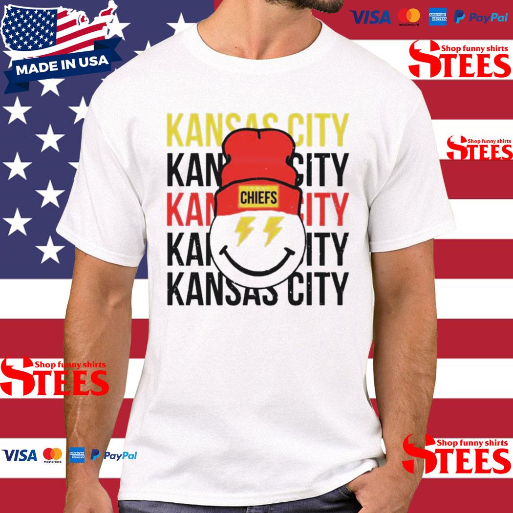 Official Chiefs Smiley Face Leopard Beanie Shirt