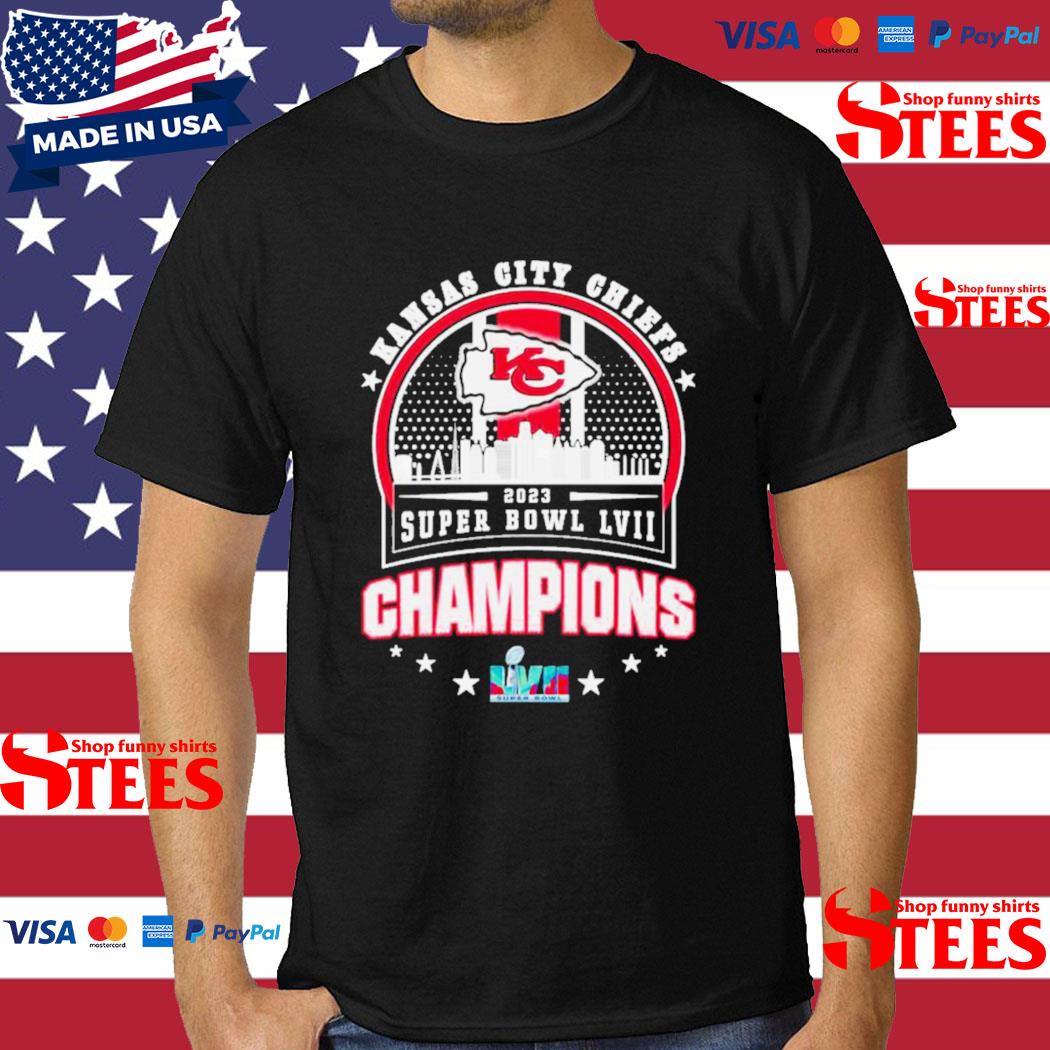 Official Kansas City Chiefs Super Bowl Lvii 2023 Champions Matchup Skyline Shirt