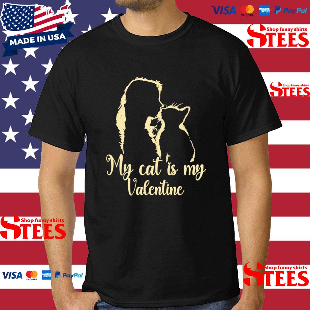 Official My Cat Is My Valentine Cute Valentine's Day Cat Shirt