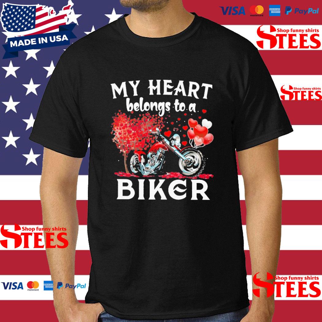 Official My Heart Belongs To A Biker Valentine's Day Shirt