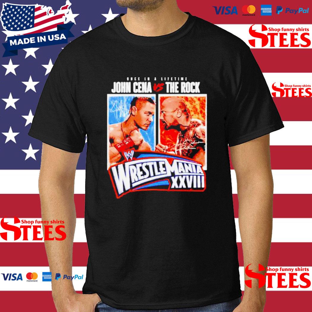 Official Once In A Lifetime John Cena Vs The Rock Wrestlemania Xxviii Match Shirt