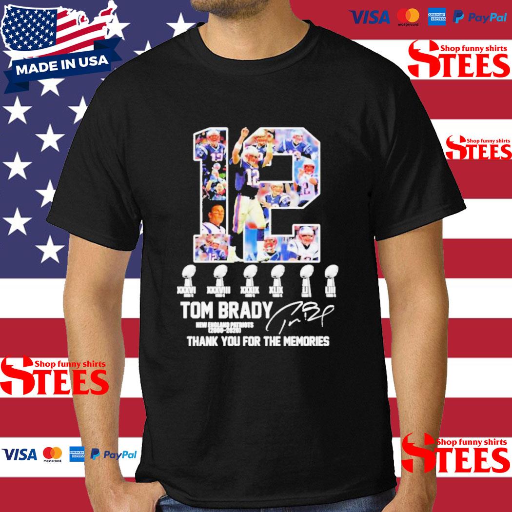 Tom Brady New England Patriots 2000 2020 6x Super Bowl Thank You For The Memories Signature Shirt