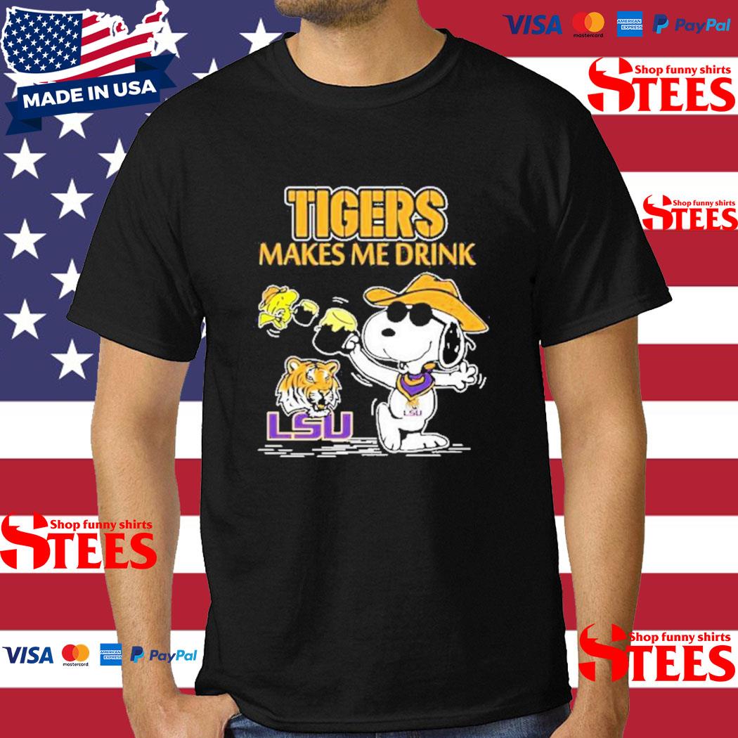 Snoopy And Woodstock LSU Tigers Makes Me Drinks Shirt, hoodie