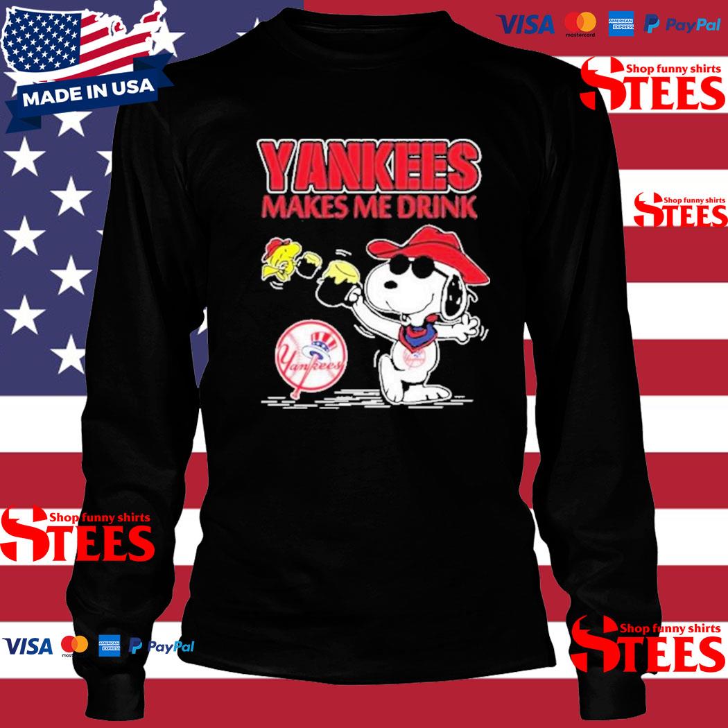 Snoopy And Woodstock New York Yankees Makes Me Drink shirt, hoodie