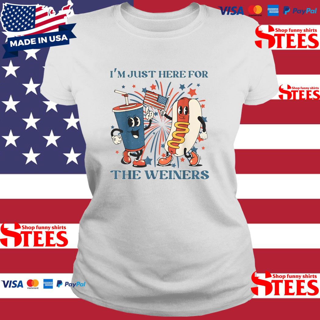 Ipeepz Hot Dog I'm Just Here for The Wieners 4th of July Shirt