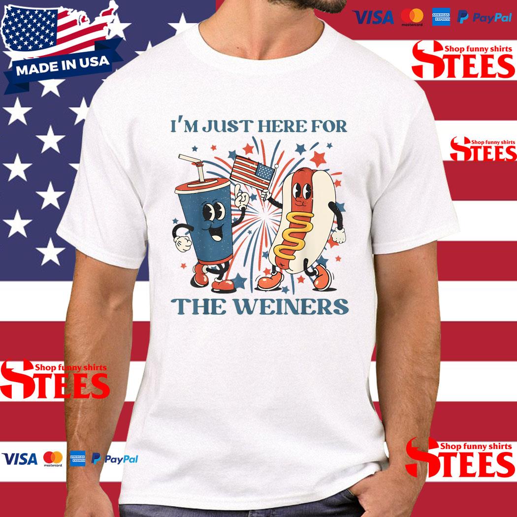 Ipeepz Hot Dog I'm Just Here for The Wieners 4th of July Shirt