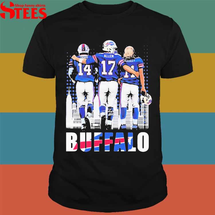 Stefon Diggs Josh Allen Dane Jackson and Devin Singletary Buffalo Bills  signatures shirt - Dalatshirt