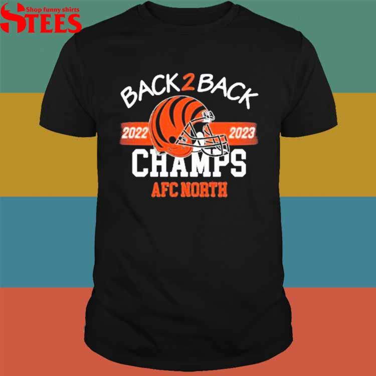 Cincinnati bengals back 2 back champs 2022 2023 afc north champs helmet  shirt, hoodie, sweater, long sleeve and tank top