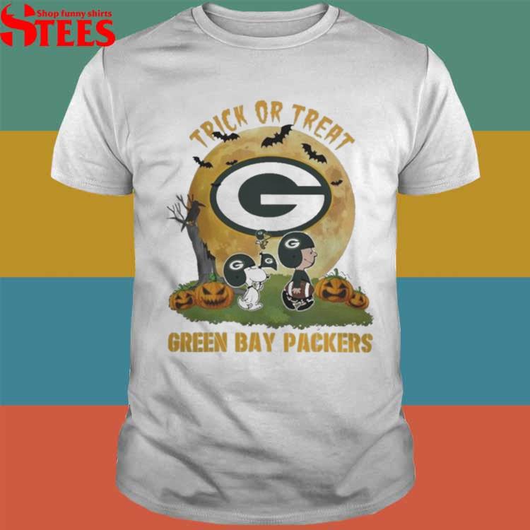 Green Bay Packers Snoopy Charlie Brown And Woodstock Trick Or Treat  Halloween Shirt - High-Quality Printed Brand