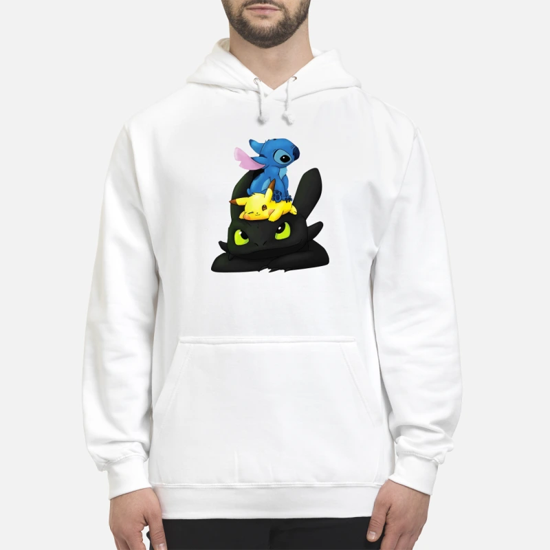 Stitch, Pikachu and Toothless hoodie