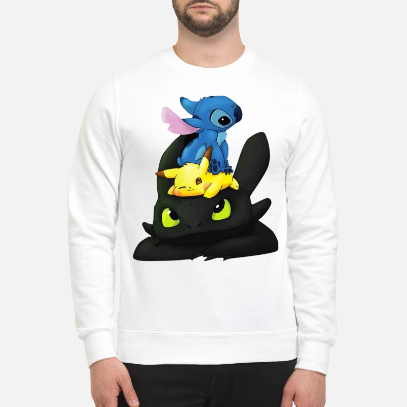 Stitch, Pikachu and Toothless sweater