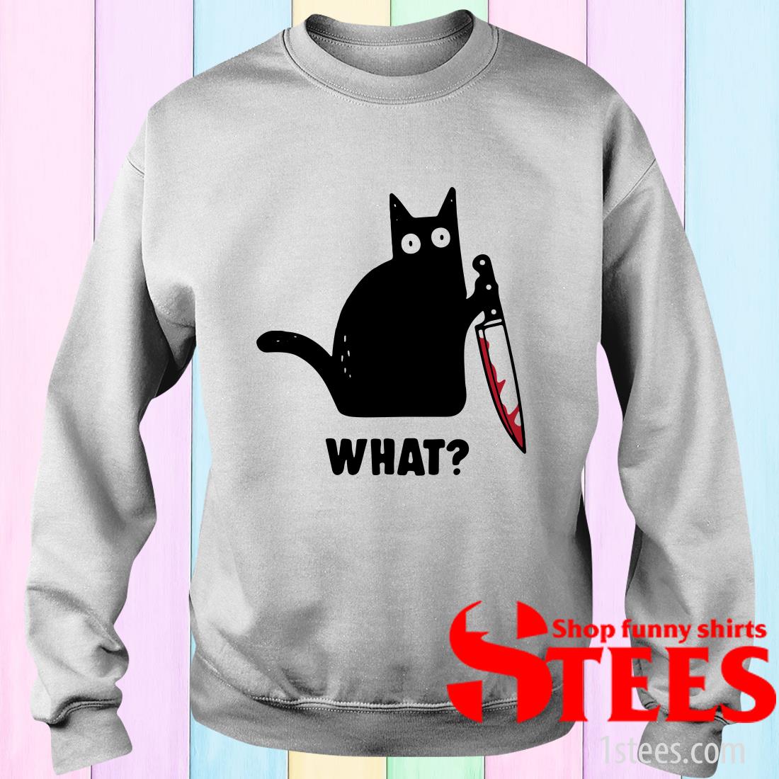 black cat holding knife shirt