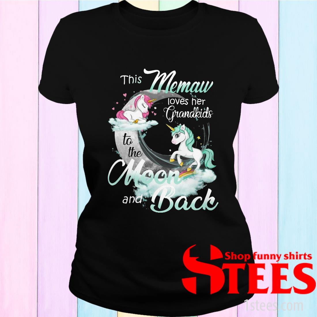 This Memaw Loves Her Grandkids To The Moon And Back Unicorn Women's T-Shirt